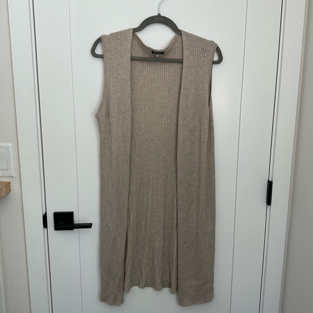 (5/$35) Vila Milano Thin Long Sweater Vest with side slits - Size L